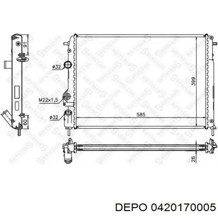 Radiador de esfriamento de motor Depo/Loro/Abakus 0420170005 preço, a partir de 65,52 USD