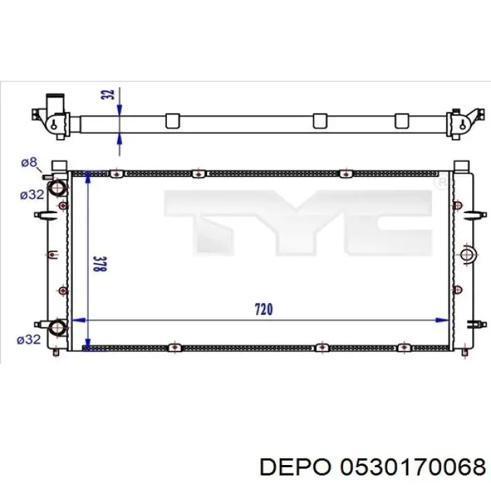 Radiador de esfriamento de motor 0530170068 Depo/Loro/Abakus