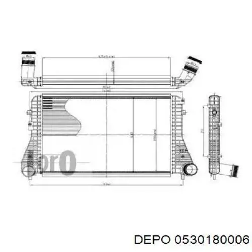 Radiador de intercooler 0530180006 Depo/Loro/Abakus