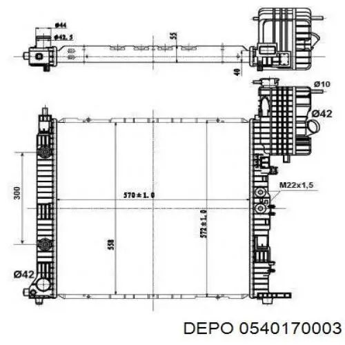 Radiador de esfriamento de motor 0540170003 Depo/Loro/Abakus