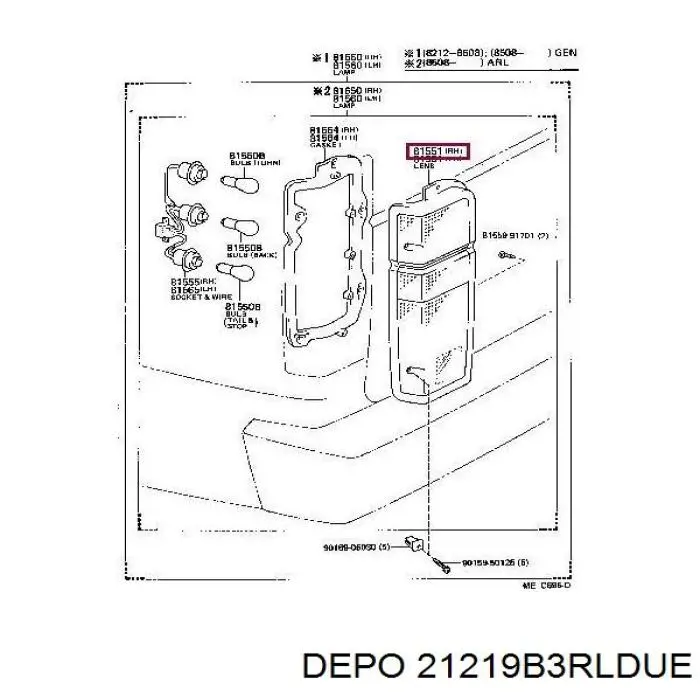 8155026410 Toyota Lanterna traseira direita