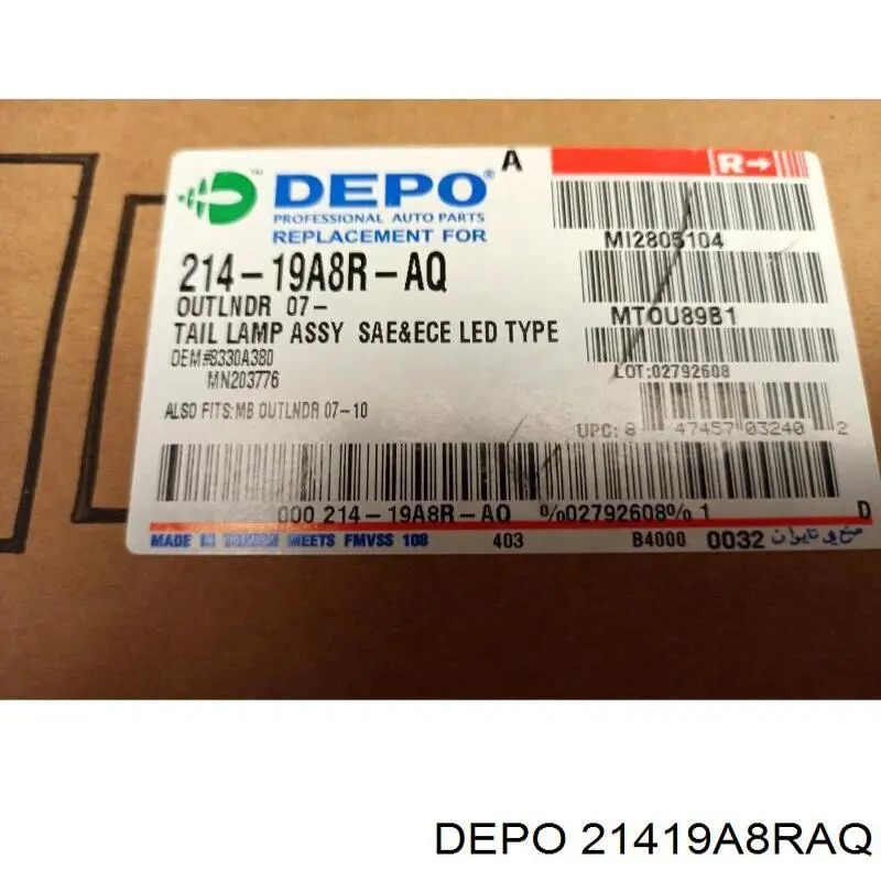 21419A8RAQ Depo/Loro/Abakus Lanterna traseira direita externa