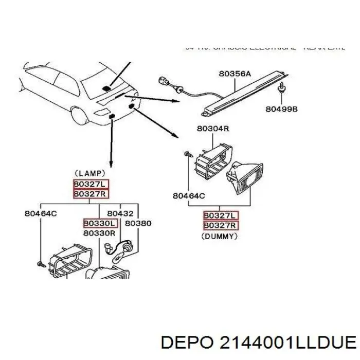 Lanterna de nevoeiro traseira esquerda 2144001LLDUE Depo/Loro/Abakus