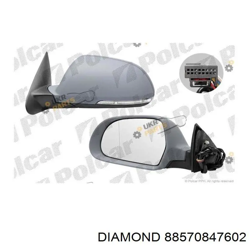 Espelho de retrovisão direito Diamond/DPA 88570847602 preço, a partir de 84,62 USD
