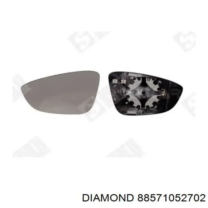 88571052702 Diamond/DPA Elemento espelhado do espelho de retrovisão direito