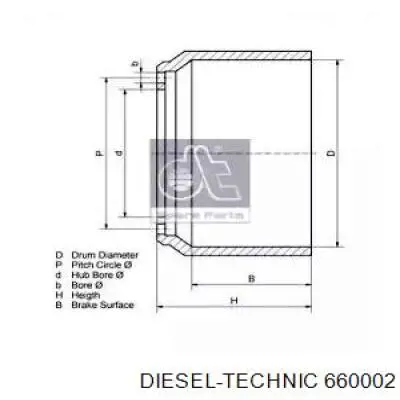 Tambor do freio traseiro Diesel Technic 660002 preço, a partir de 316,61 USD