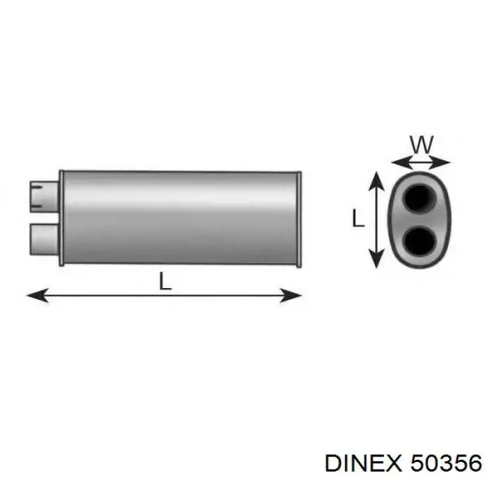 50356 Dinex Silenciador, parte central e traseira