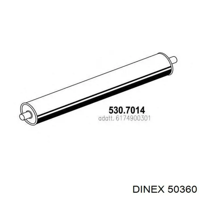 50360 Dinex Silenciador, parte central e traseira