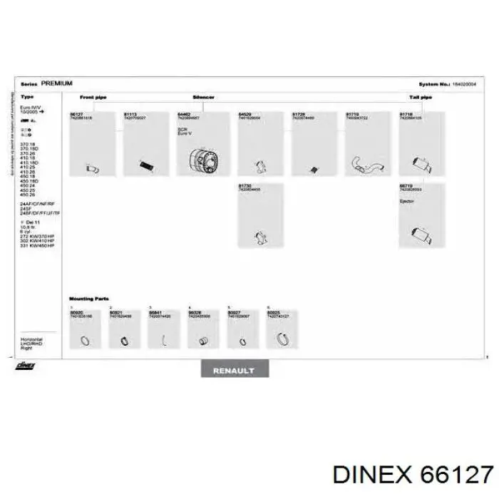 Tubo de admissão dianteiro (calças) do silenciador Dinex 66127 preço, a partir de 162,47 USD