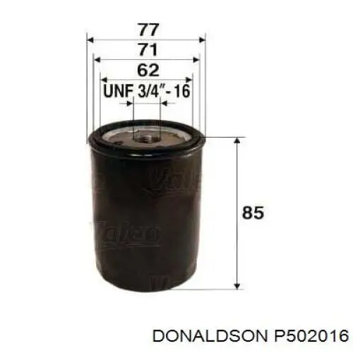 P502016 Donaldson Filtro de óleo