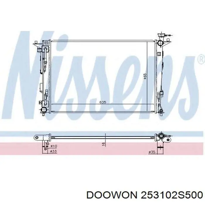 Radiador de esfriamento de motor 253102S500 Doowon
