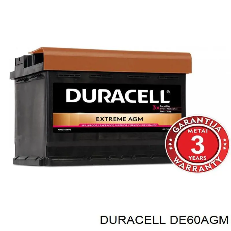 DE60AGM Duracell Bateria recarregável (PILHA)