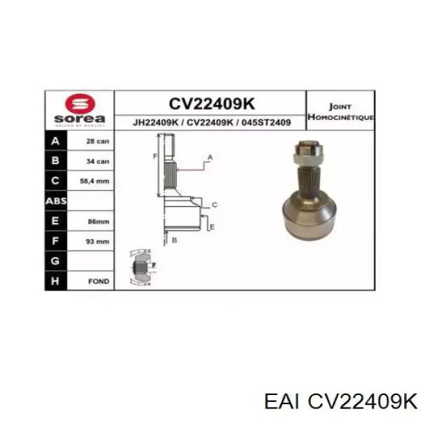 Compre CVJ131090 Freccia Junta homocinética externa dianteira