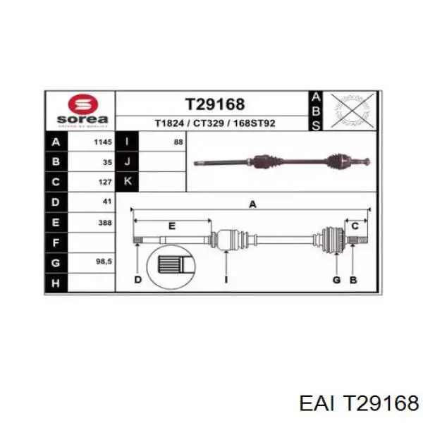 Compre 00003273PK Peugeot/Citroen Semieixo (acionador) dianteiro direito