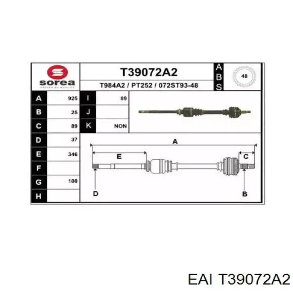 Compre 32736Z Peugeot/Citroen Semieixo (acionador) dianteiro direito