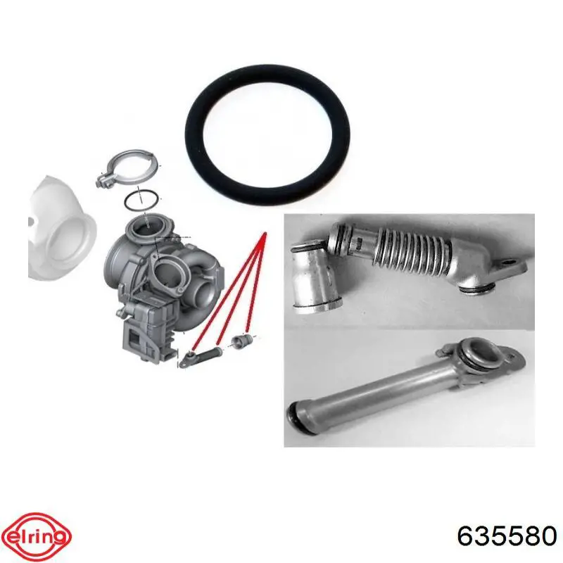 Vedante (anel) de mangueira de esfriamento de turbina, de retorno Elring 635580 preço, a partir de 1,71 USD