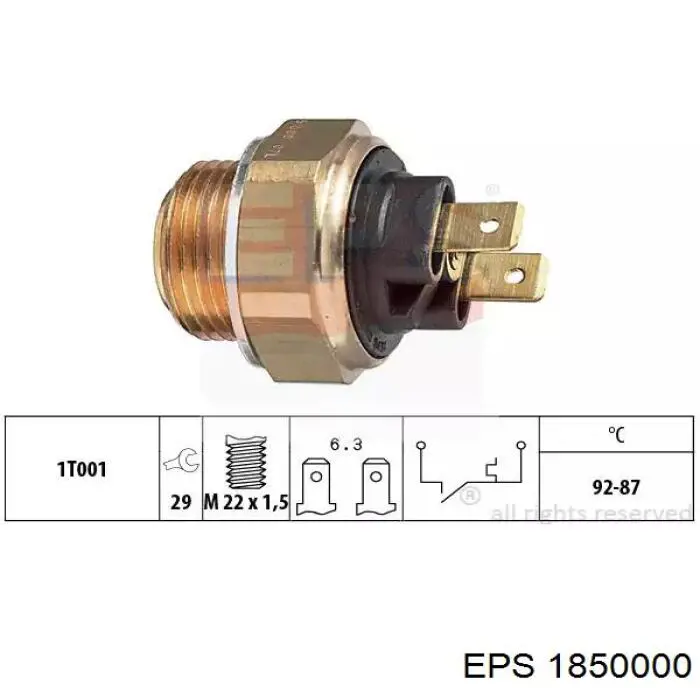 Sensor de temperatura do fluido de esfriamento (de ativação de ventilador do radiador) EPS 1850000 preço, a partir de 6,95 USD