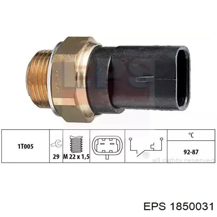 Sensor de temperatura do fluido de esfriamento (de ativação de ventilador do radiador) EPS 1850031 preço, a partir de 9,17 USD