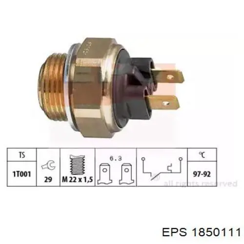Compre 1850111 EPS Sensor de temperatura do fluido de esfriamento (de ativação de ventilador do radiador)