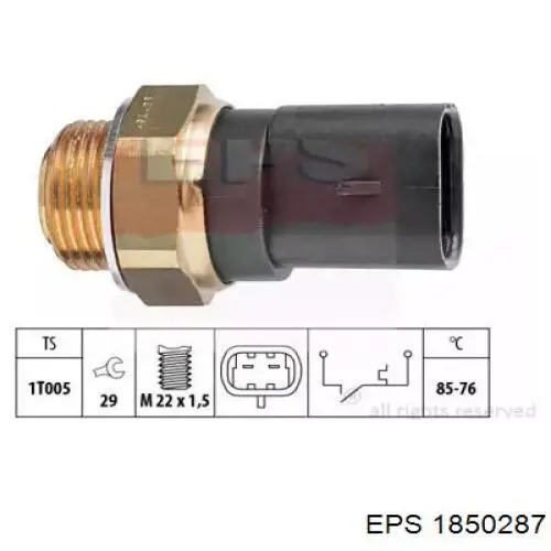 Sensor de temperatura do fluido de esfriamento (de ativação de ventilador do radiador) EPS 1850287 preço, a partir de 15,99 USD