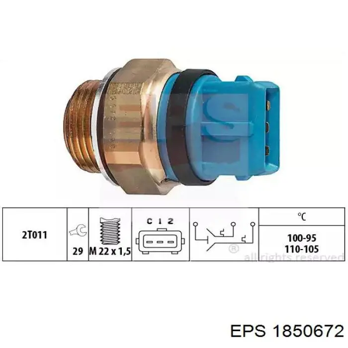 Sensor de temperatura do fluido de esfriamento (de ativação de ventilador do radiador) EPS 1850672 preço, a partir de 38,17 USD