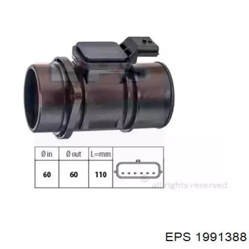 Sensor de fluxo (consumo) de ar, medidor de consumo M.A.F. - (Mass Airflow) 8200280056 Nissan/Infiniti