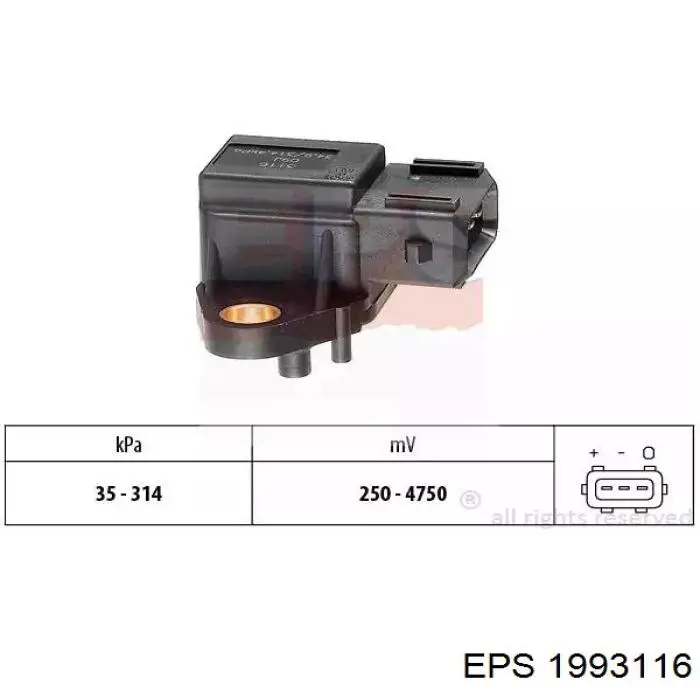 1993116 EPS Sensor de pressão no coletor de admissão, MAP