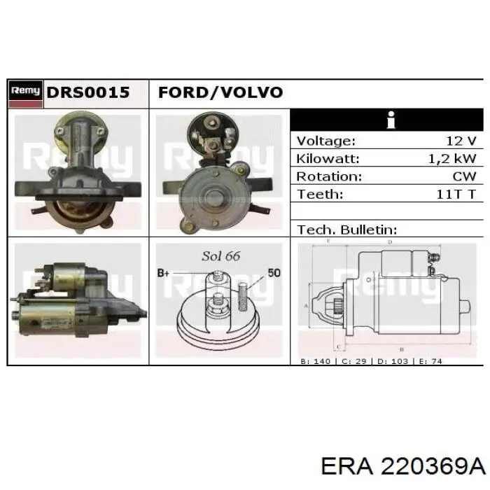 Motor de arranco ERA 220369A preço, a partir de 59,80 USD