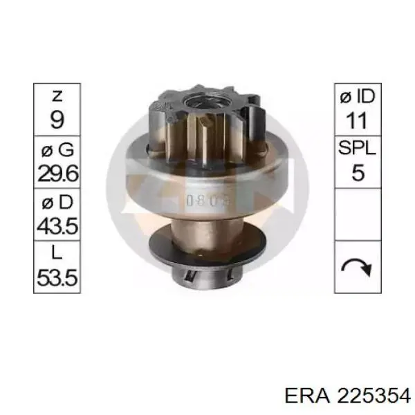 Roda-livre do motor de arranco ERA 225354 preço, a partir de 23,16 USD