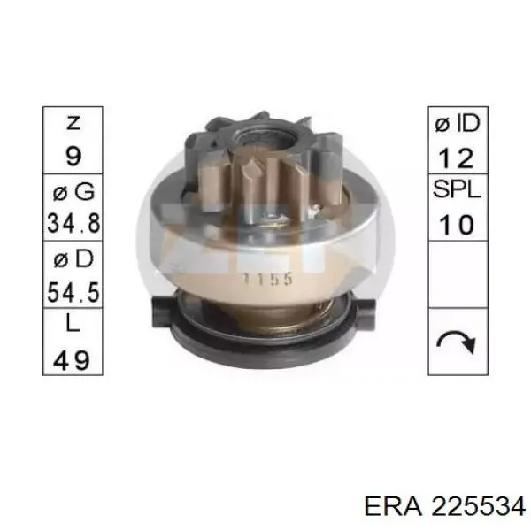 Roda-livre do motor de arranco ERA 225534 preço, a partir de 21,98 USD