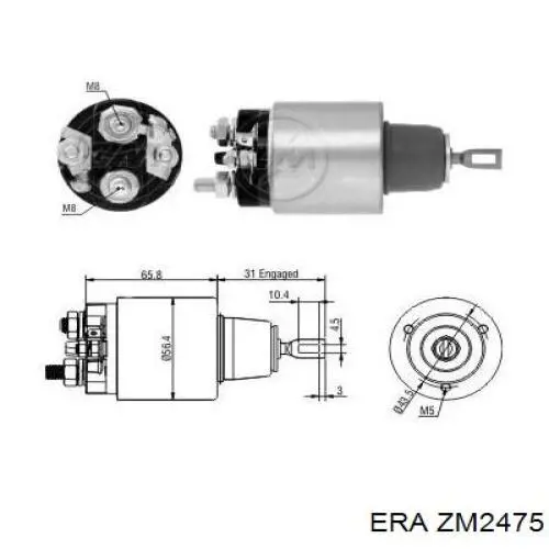 Relê retrator do motor de arranco ERA ZM2475 preço, a partir de 51,89 USD
