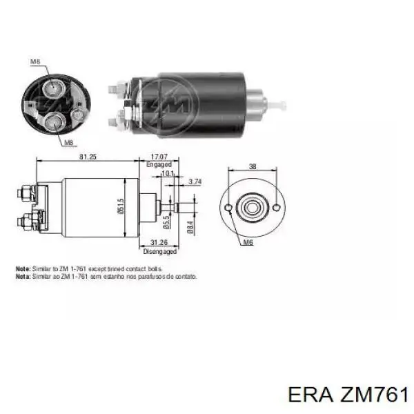 Relê retrator do motor de arranco ERA ZM761 preço, a partir de 29,18 USD