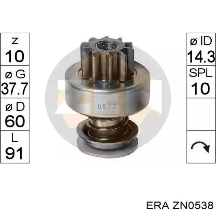 Roda-livre do motor de arranco ERA ZN0538 preço, a partir de 21,74 USD