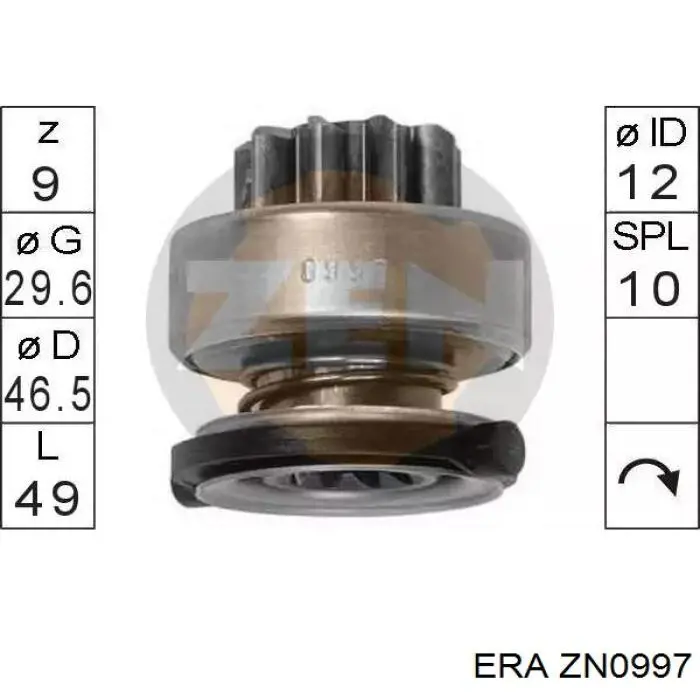 Roda-livre do motor de arranco ERA ZN0997 preço, a partir de 18,87 USD