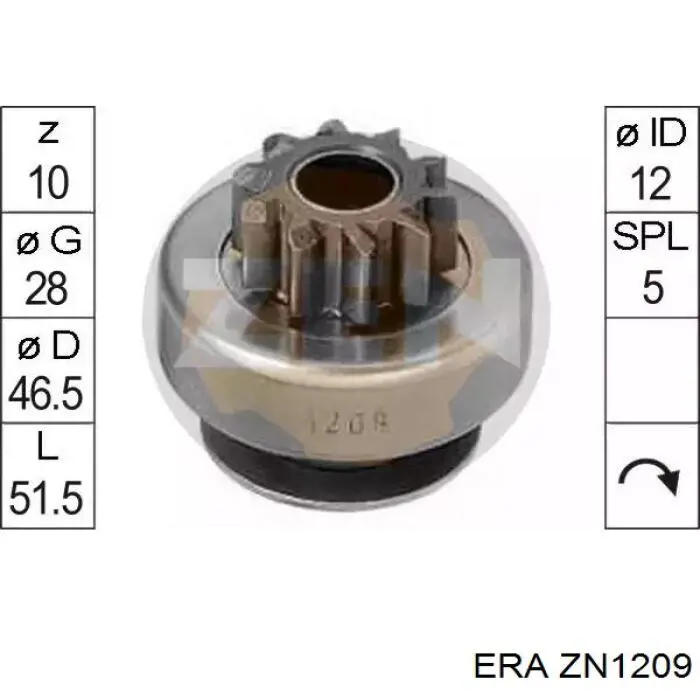 Roda-livre do motor de arranco ERA ZN1209 preço, a partir de 19,30 USD