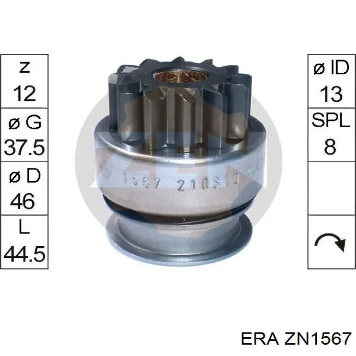 Roda-livre do motor de arranco ERA ZN1567 preço, a partir de 20,68 USD