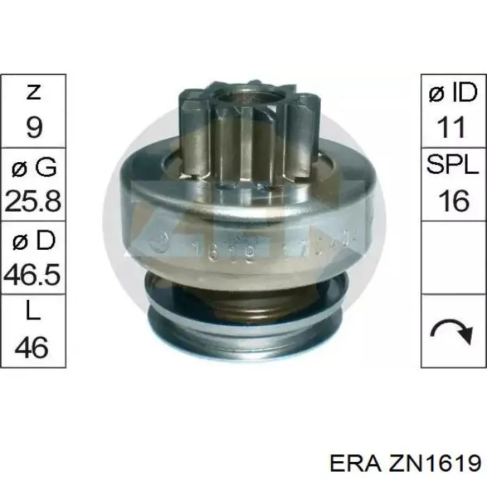 Roda-livre do motor de arranco ERA ZN1619 preço, a partir de 16,19 USD