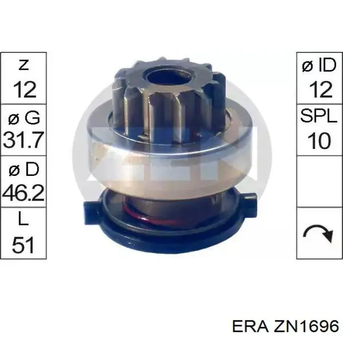 Roda-livre do motor de arranco ERA ZN1696 preço, a partir de 18,33 USD