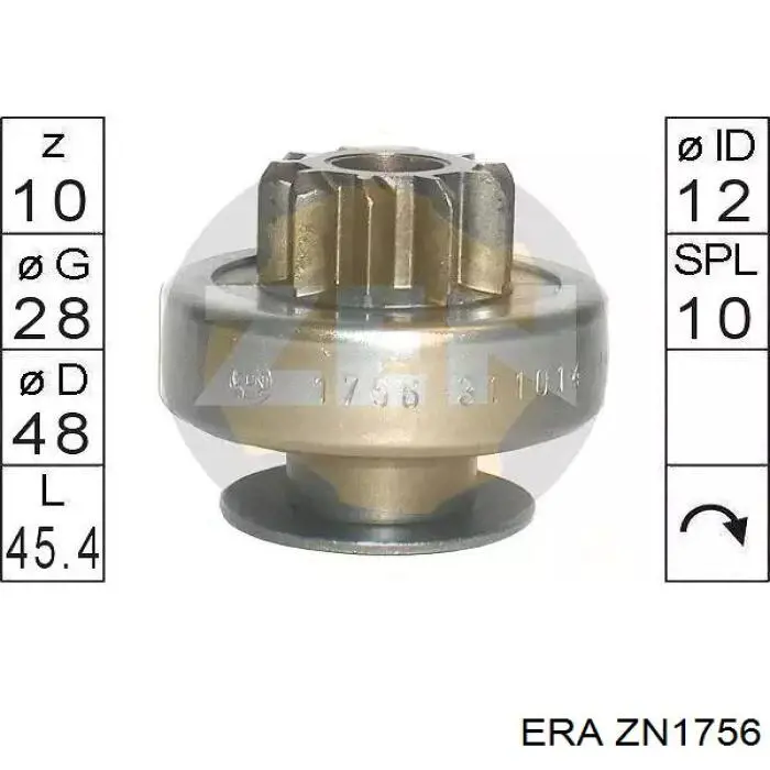 ZN1756 ERA Roda-livre do motor de arranco
