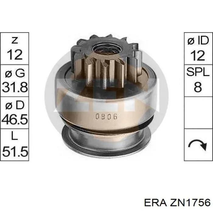 Roda-livre do motor de arranco ERA ZN1756 preço, a partir de 22,99 USD