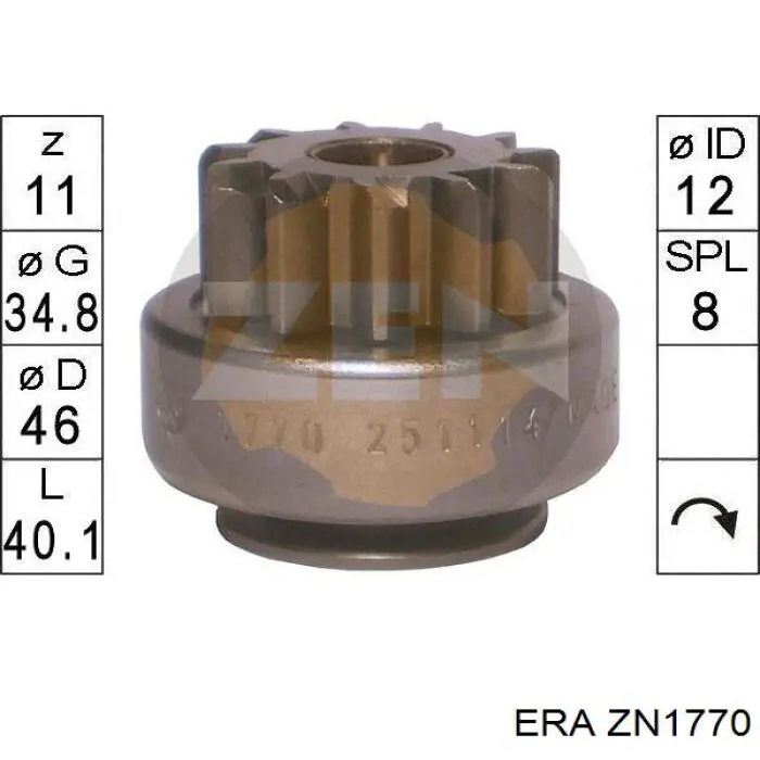 Roda-livre do motor de arranco ERA ZN1770 preço, a partir de 20,16 USD