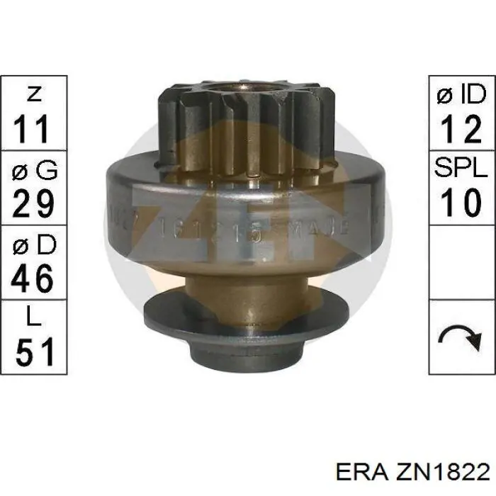 ZN1822 ERA Roda-livre do motor de arranco