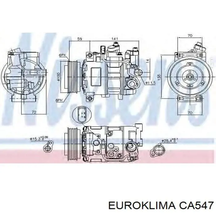 Compre CA547 Euroklima Polia do compressor de aparelho de ar condicionado