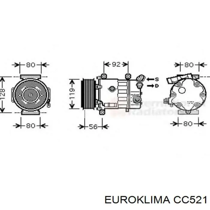 Acoplamento (bobina magnética) do compressor de aparelho de ar condicionado Euroklima CC521