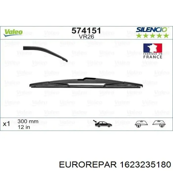 Compre 1623235180 Eurorepar Limpa-pára-brisas de vidro traseiro