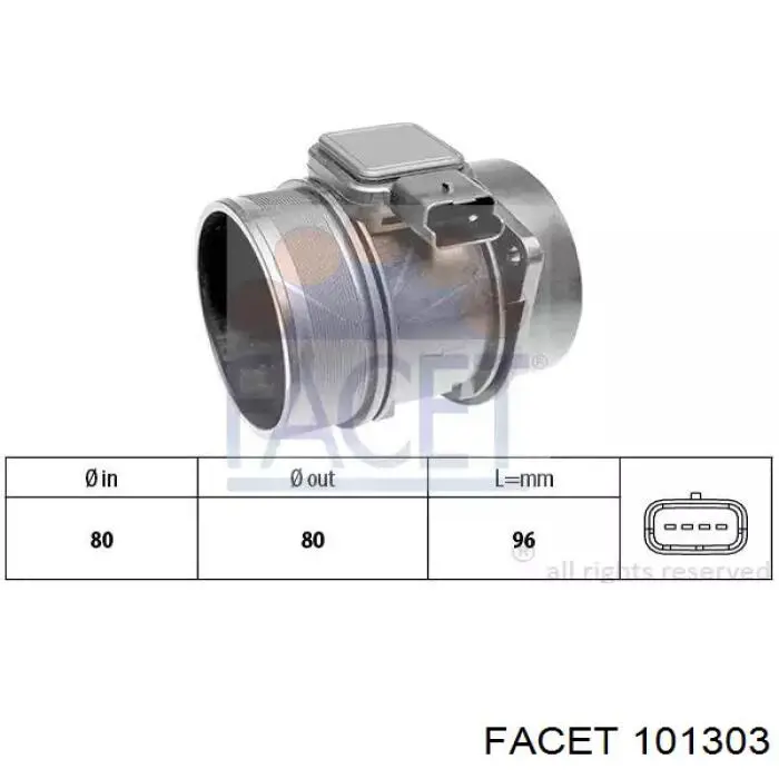 Sensor de fluxo (consumo) de ar, medidor de consumo M.A.F. - (Mass Airflow) Facet 101303 preço, a partir de 67,84 USD