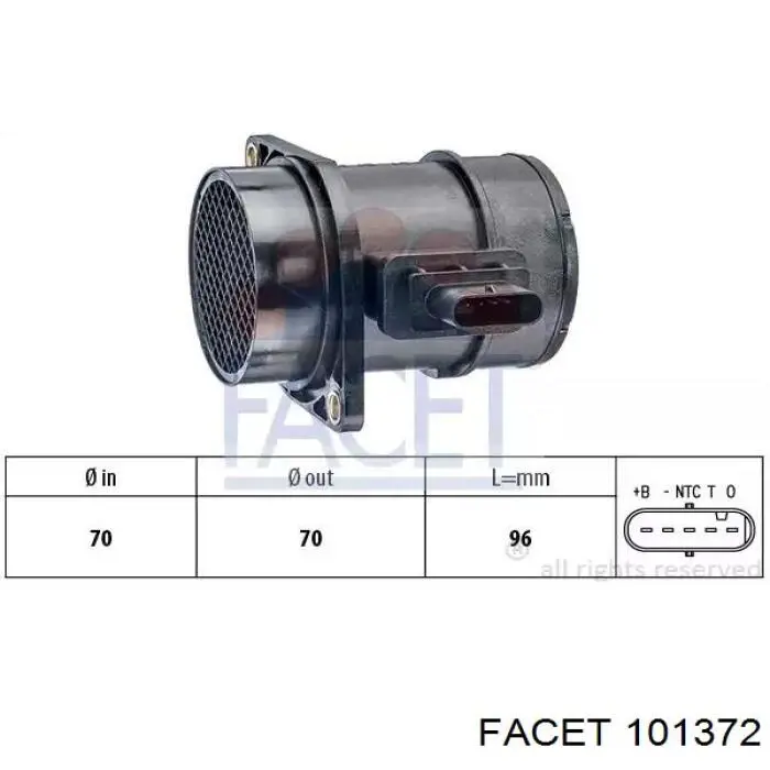 Sensor de fluxo (consumo) de ar, medidor de consumo M.A.F. - (Mass Airflow) Facet 101372 preço, a partir de 63,11 USD