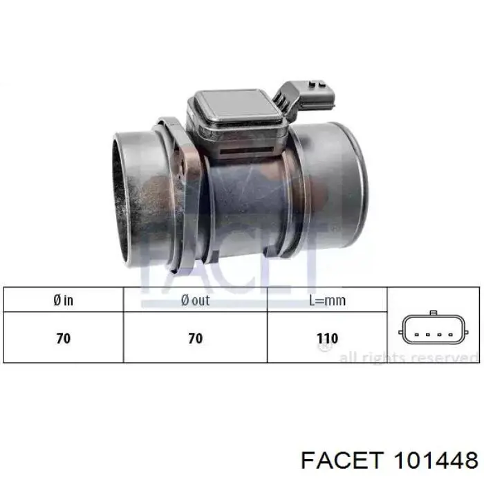 Sensor de fluxo (consumo) de ar, medidor de consumo M.A.F. - (Mass Airflow) 93854 NGK