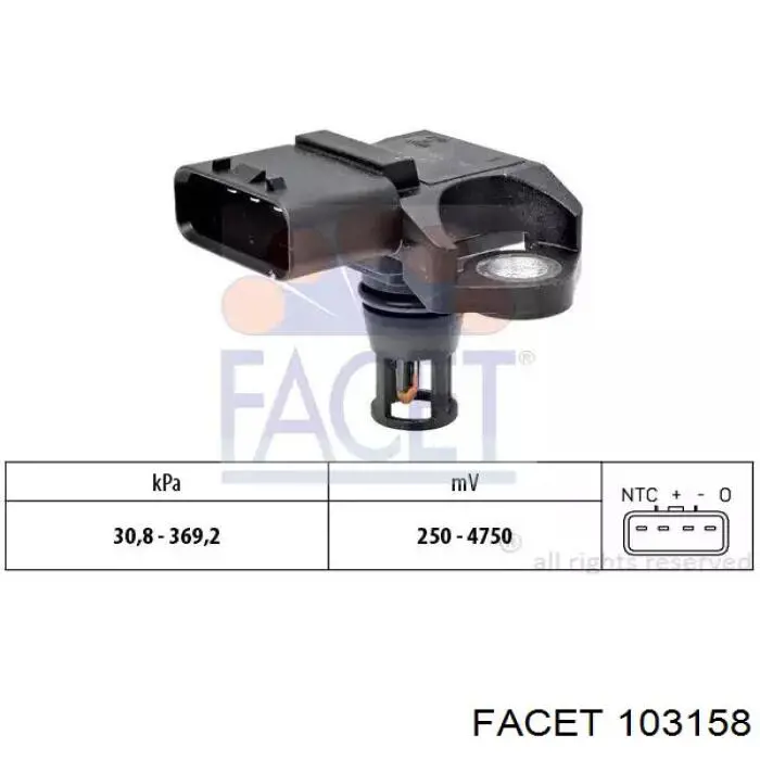 Sensor de pressão no coletor de admissão, MAP Facet 103158 preço, a partir de 44,60 USD