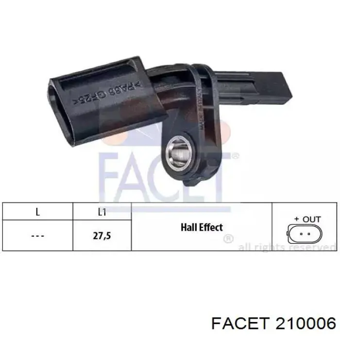 Sensor ABS dianteiro direito Facet 210006 preço, a partir de 17,46 USD